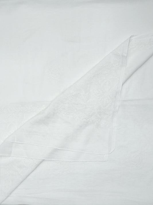 Women Hand Embroidered Mulmul Cotton Chikankari Dupatta-AL4092