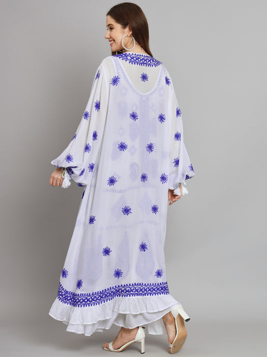 Hand Embroidered Chikankari Modal Kaftan-AL3605B