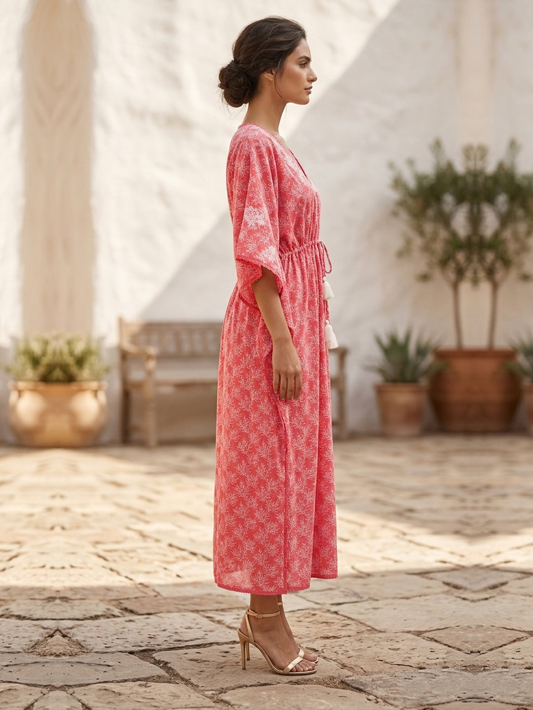 Women Embroidered Cotton Kaftan-AL3700A