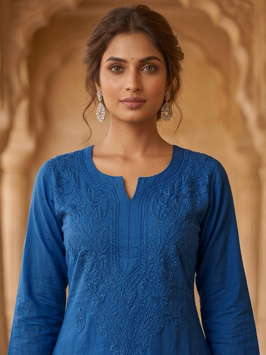 Women Hand Embroidered Chikankari Muslin Kurta Set-AL4115KS