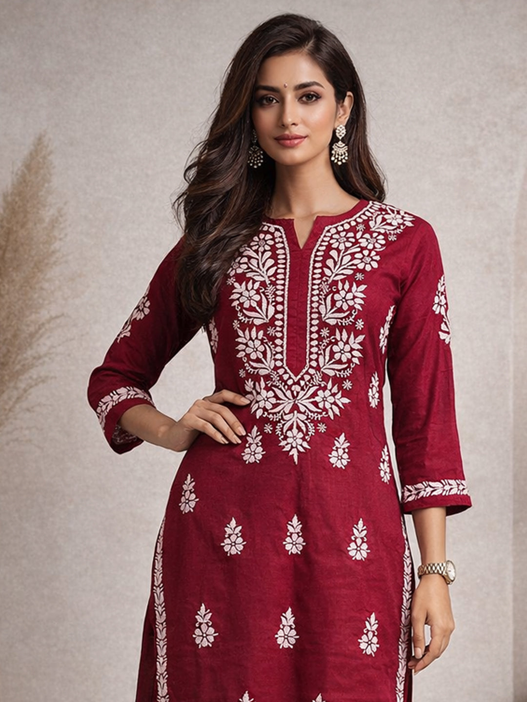 Women Hand Embroidered Chikankari Cotton Kurta Set-AL4107KS New