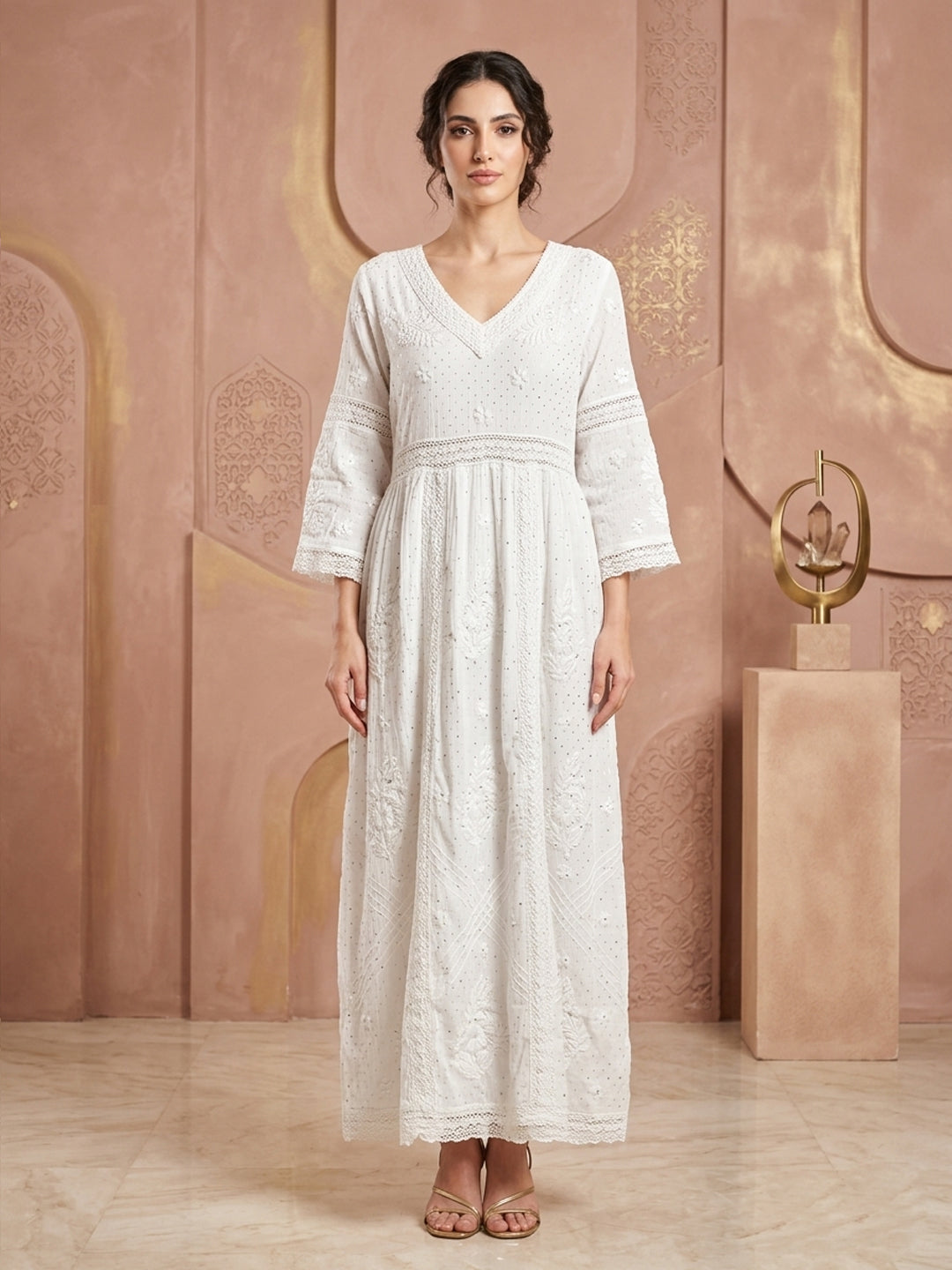 Women Stylish Cotton Grated Jalabiya -AL966G