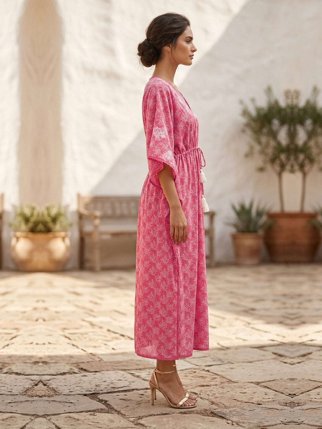 Women Embroidered Cotton Kaftan-AL3700A