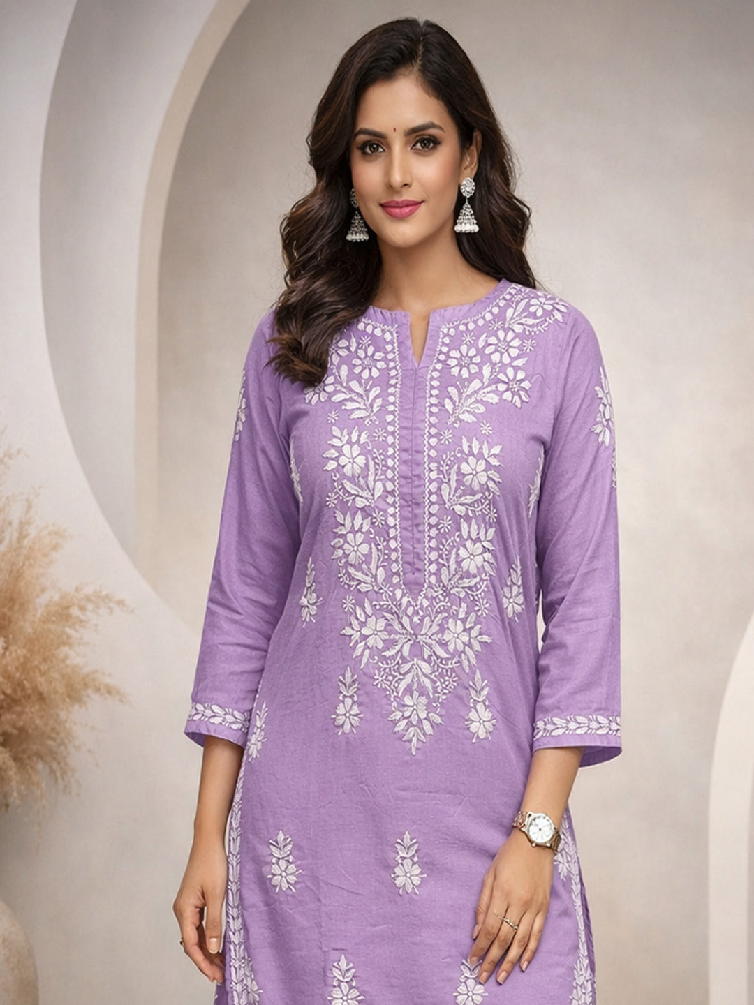Women Hand Embroidered Chikankari Cotton Kurta Set-AL4107KS New