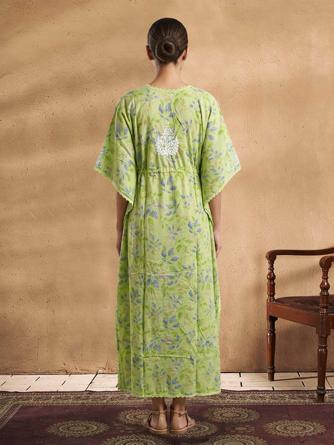 Women Embroidered Cotton Kaftan-AL3700B