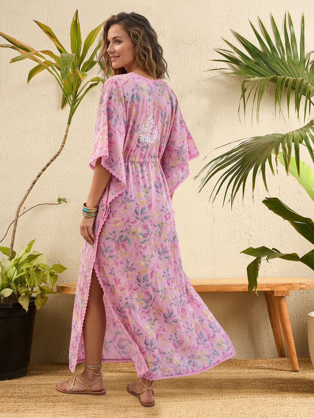 Women Embroidered Cotton Kaftan-AL3700B