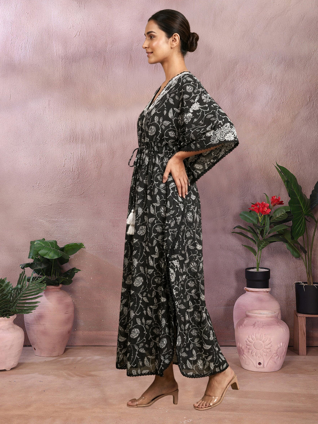 Women Embroidered Cotton Kaftan-AL3700C
