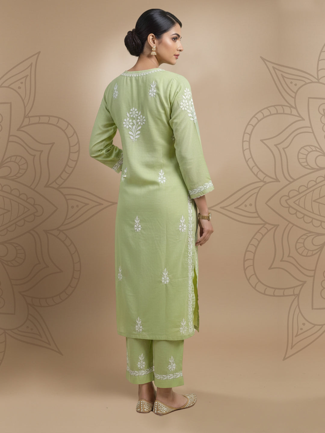 Women Hand Embroidered Chikankari Cotton Kurta Set-AL4107KS New