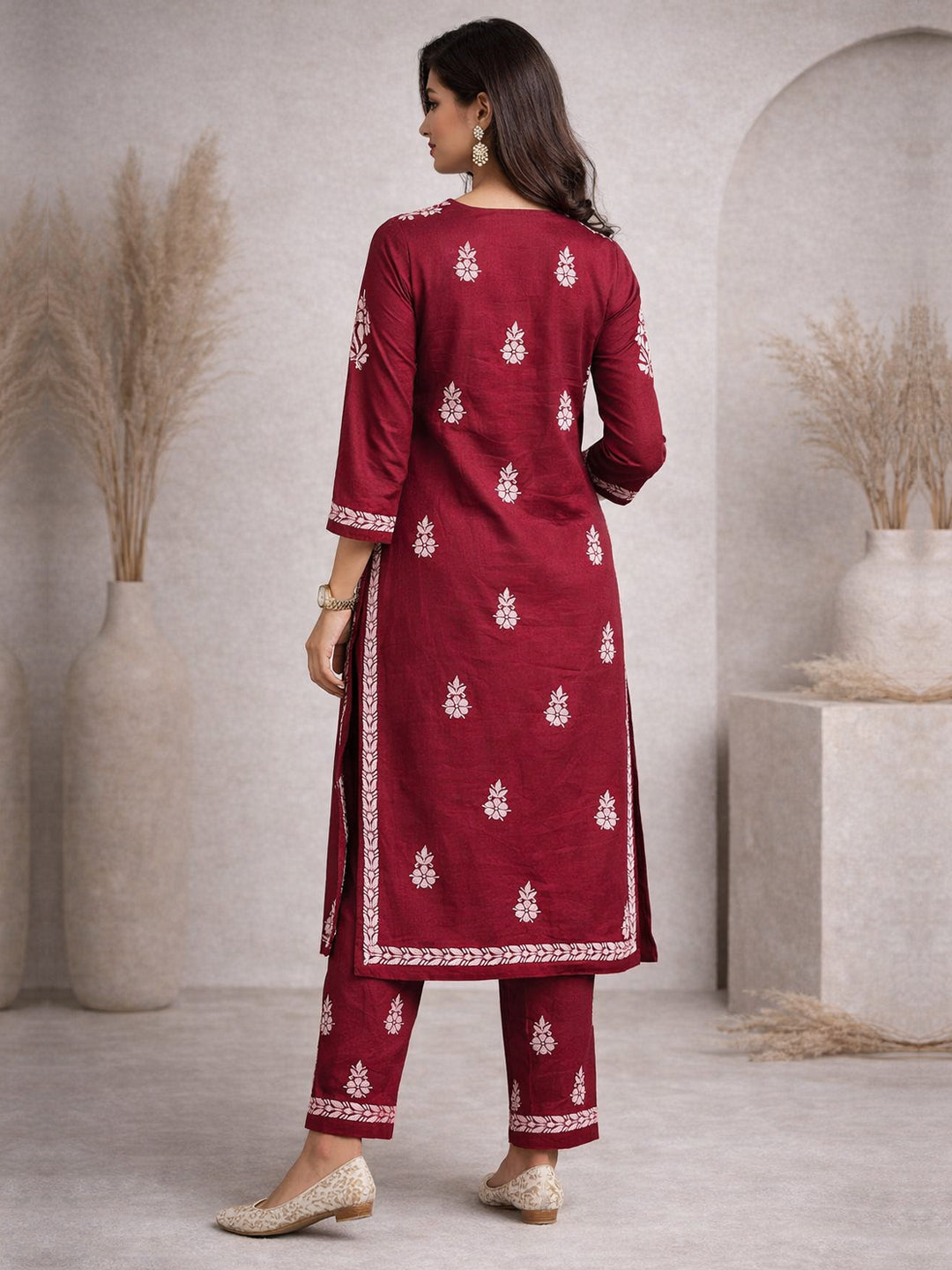 Women Hand Embroidered Chikankari Cotton Kurta Set-AL4107KS New