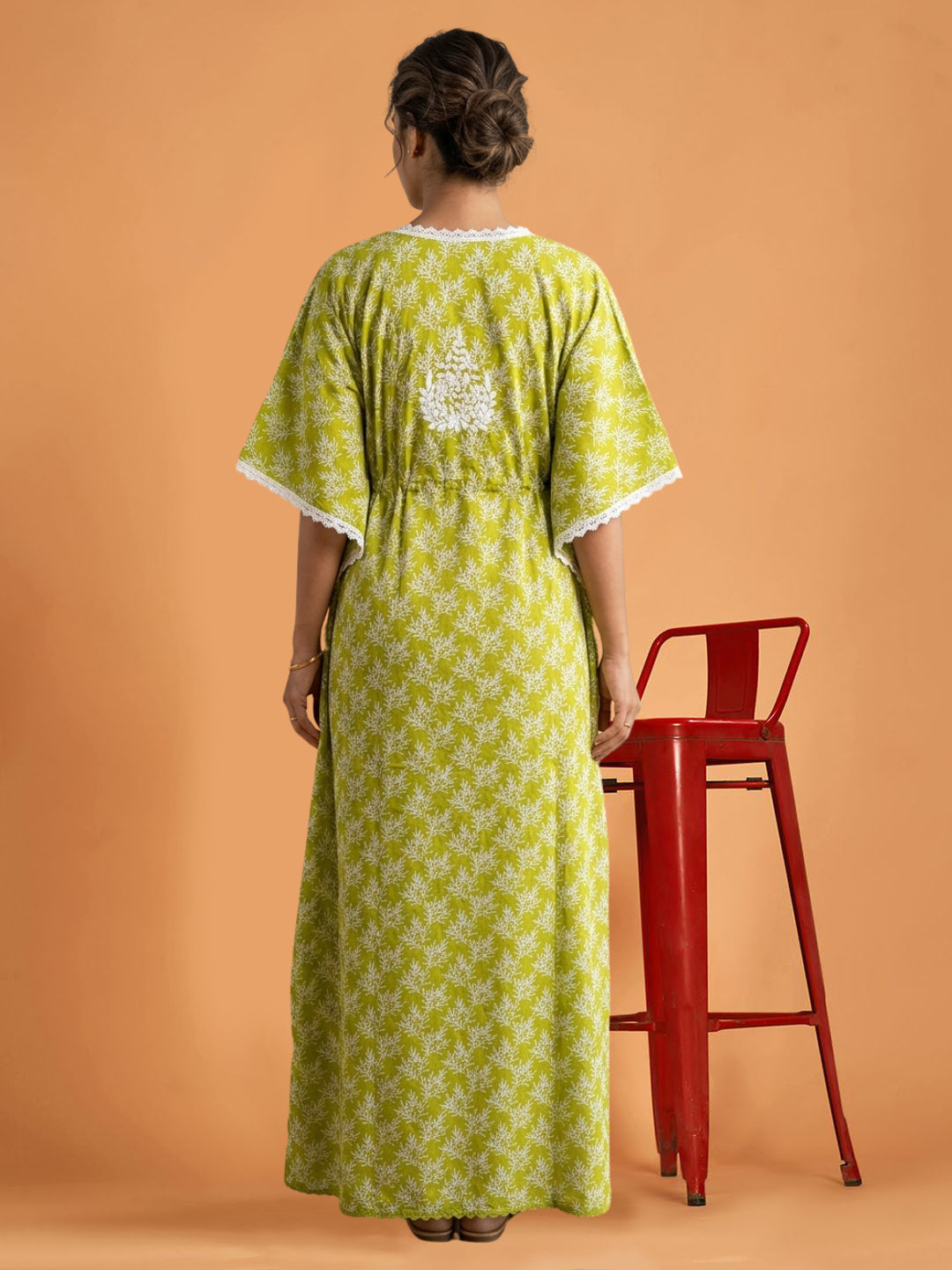 Women Embroidered Cotton Kaftan-AL3700A