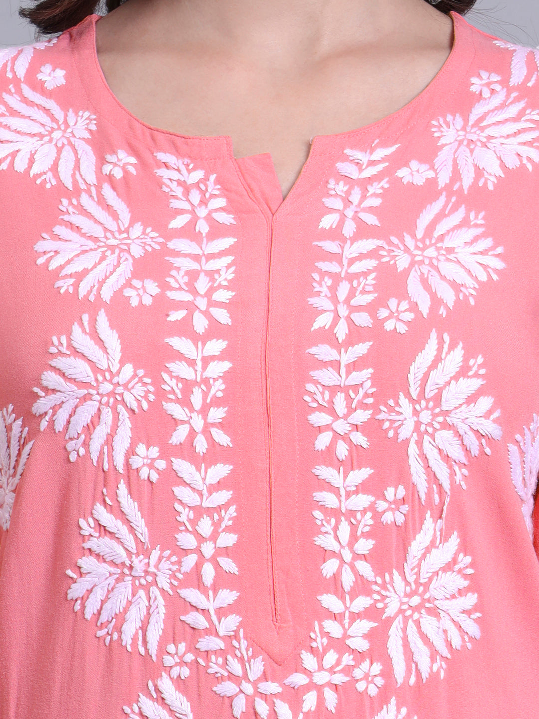 Women Hand Embroidered Chikankari Rayon Kurta Set-AL4084KS Mauve
