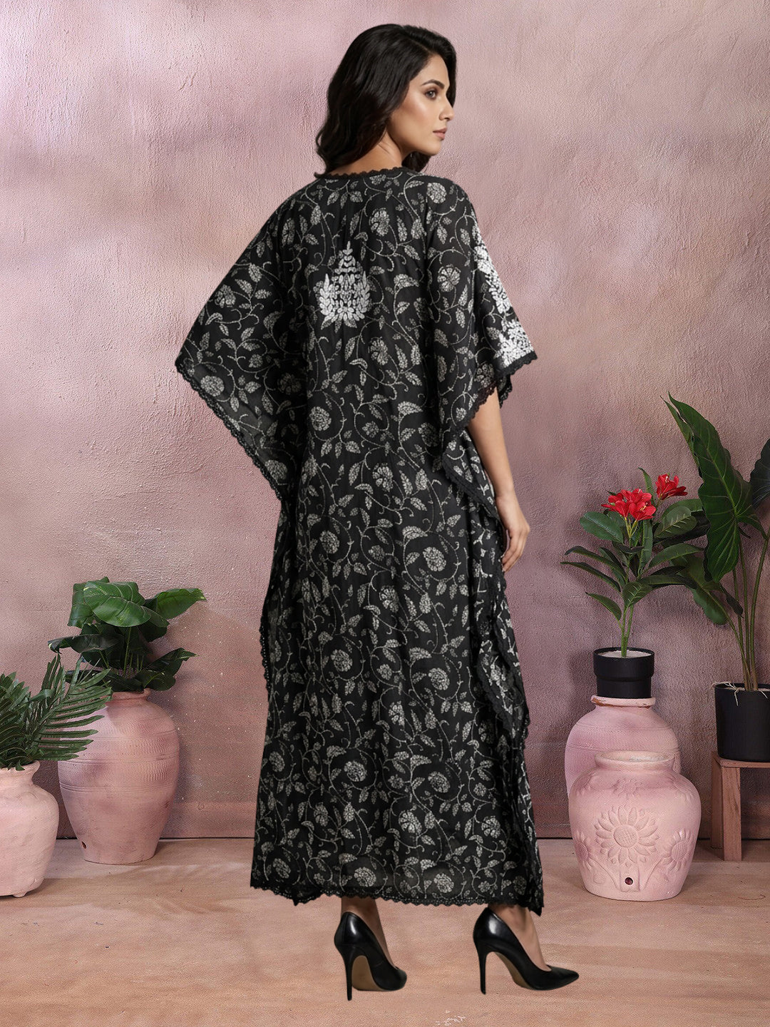 Women Embroidered Cotton Kaftan-AL3700C