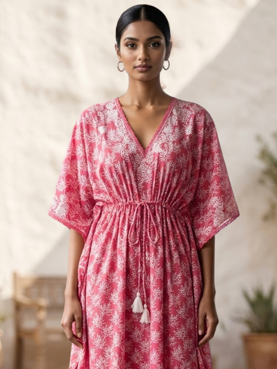 Women Embroidered Cotton Kaftan-AL3700A