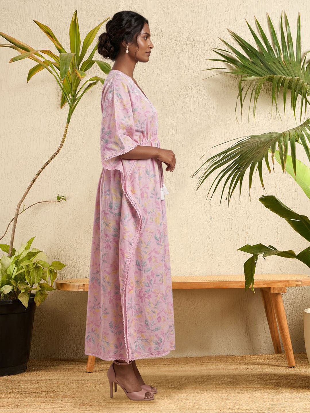 Women Embroidered Cotton Kaftan-AL3700B