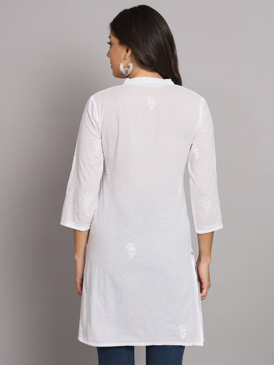 Hand Embroidered Chikankari Cotton Pleated Tunic-AL1950