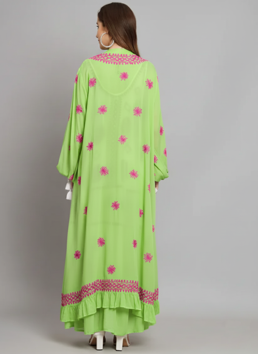 Hand Embroidered Chikankari Modal Kaftan-AL3605C
