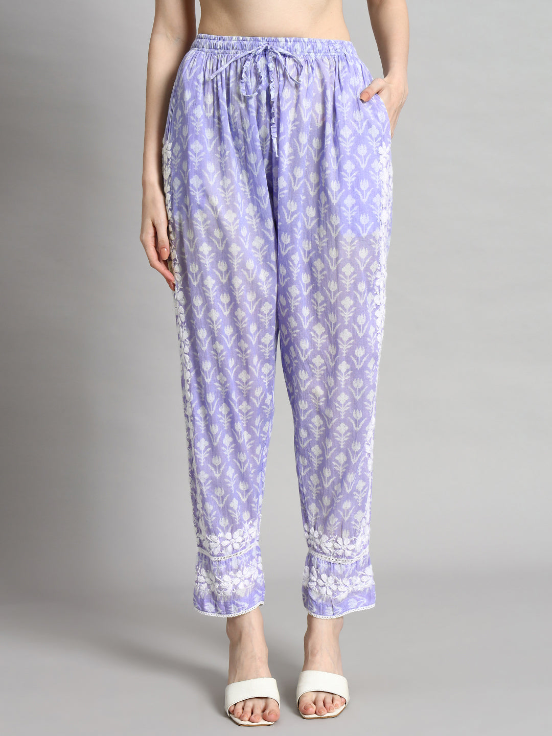 Printed Mulmul Co-Ord Set for Women-AL4055 Mauve