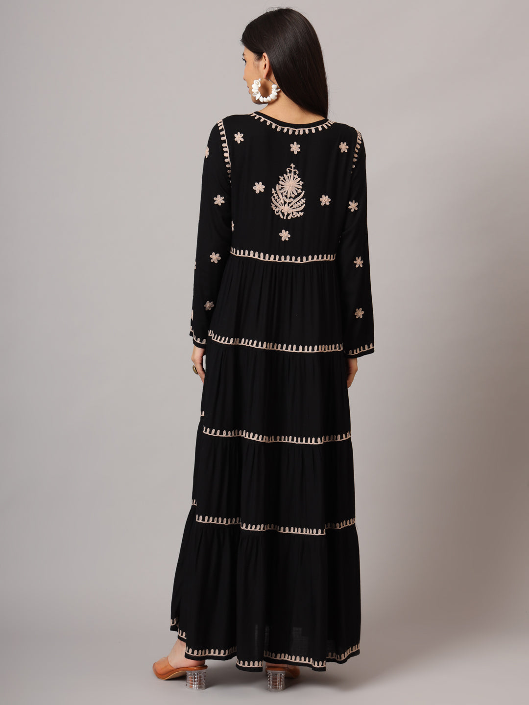 Hand Embroidered Lucknowi Chikankari Rayon Jalabiya-AL3935