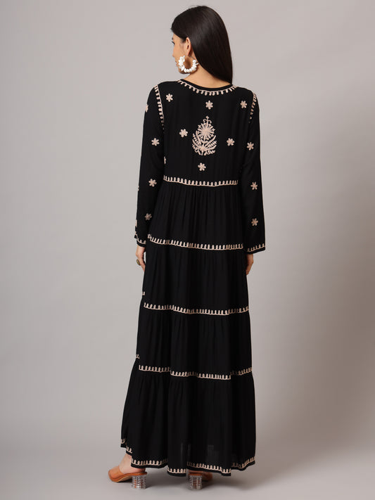 Hand Embroidered Lucknowi Chikankari Rayon Jalabiya-AL3935