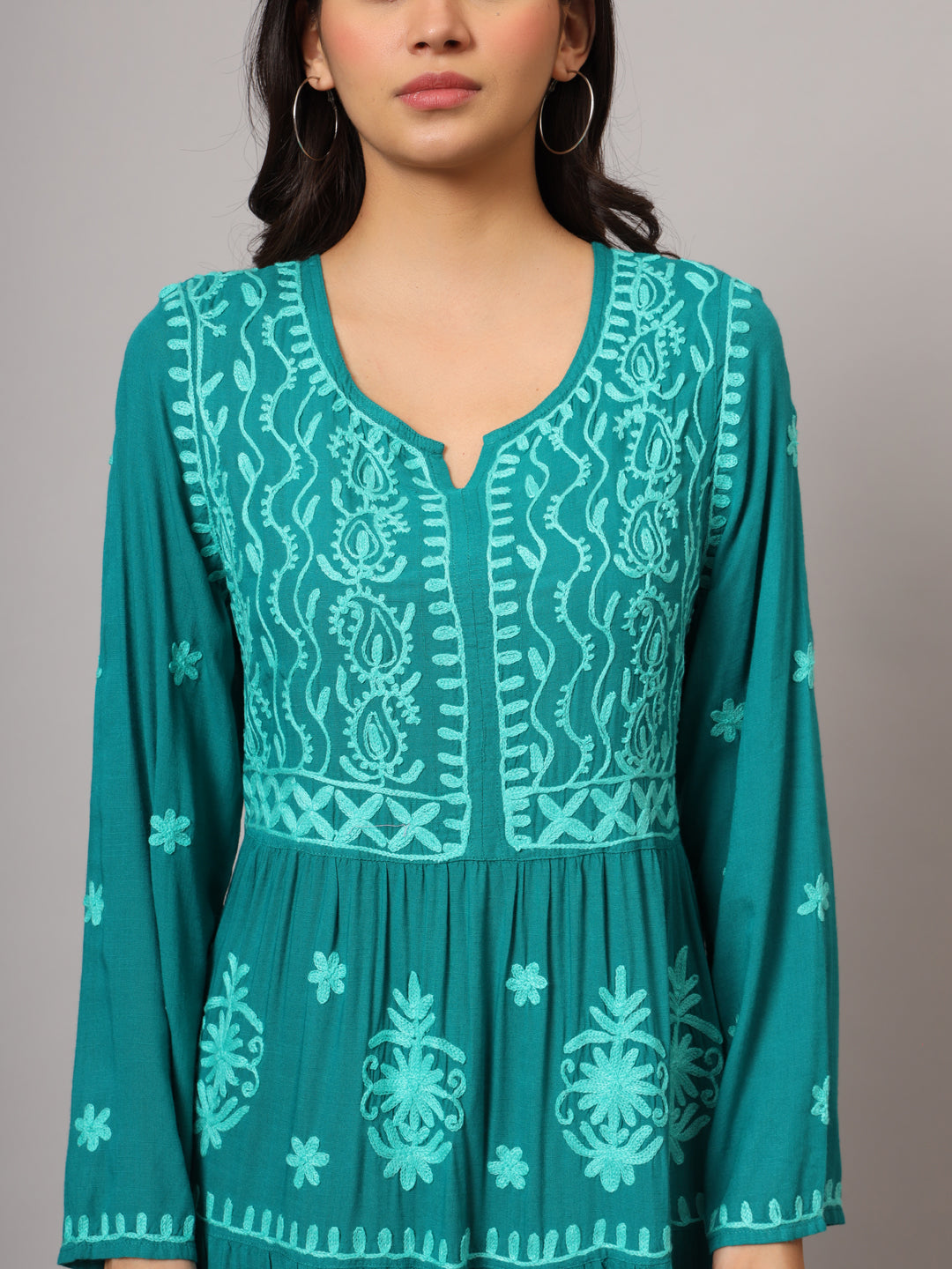 Hand Embroidered Lucknowi Chikankari Rayon Jalabiya-AL3935