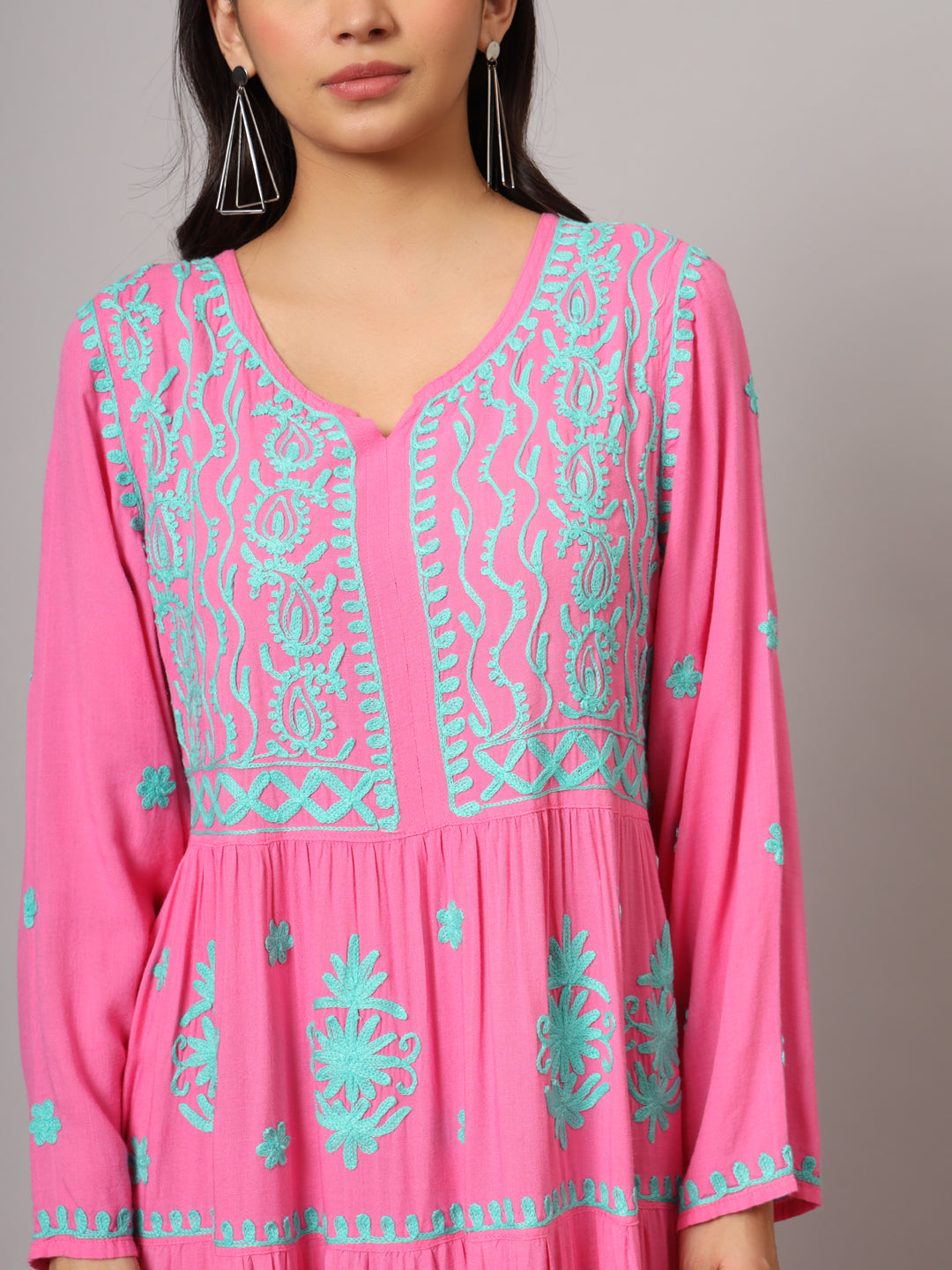 Hand Embroidered Lucknowi Chikankari Rayon Jalabiya-AL3935