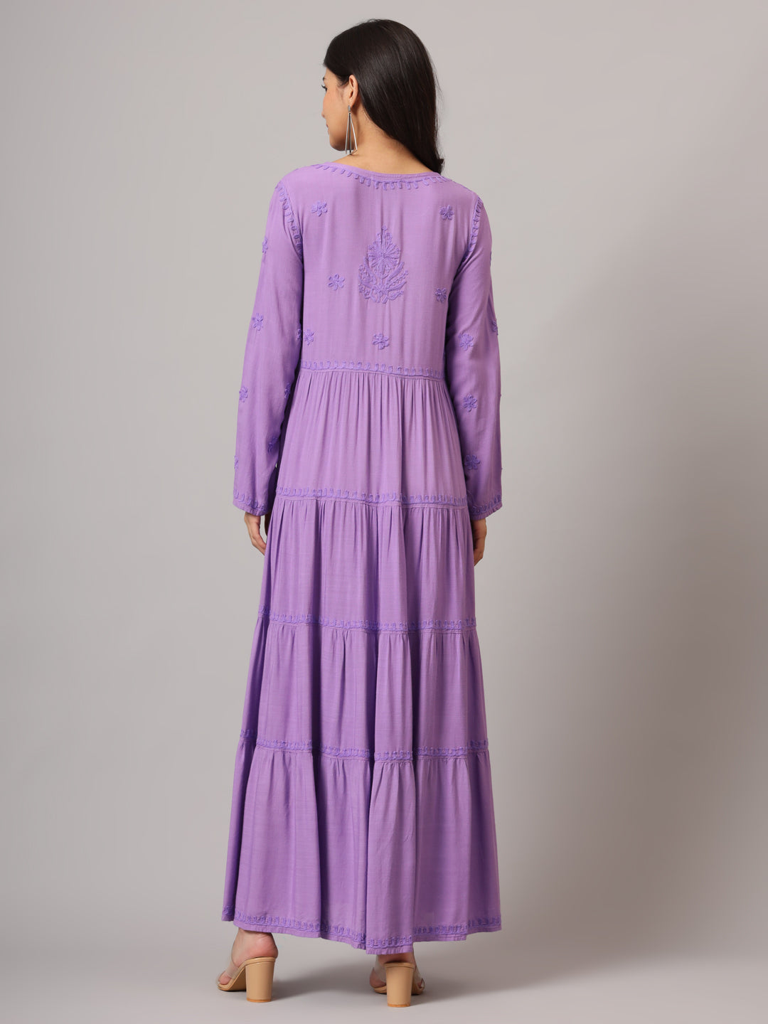 Hand Embroidered Lucknowi Chikankari Rayon Jalabiya-AL3935