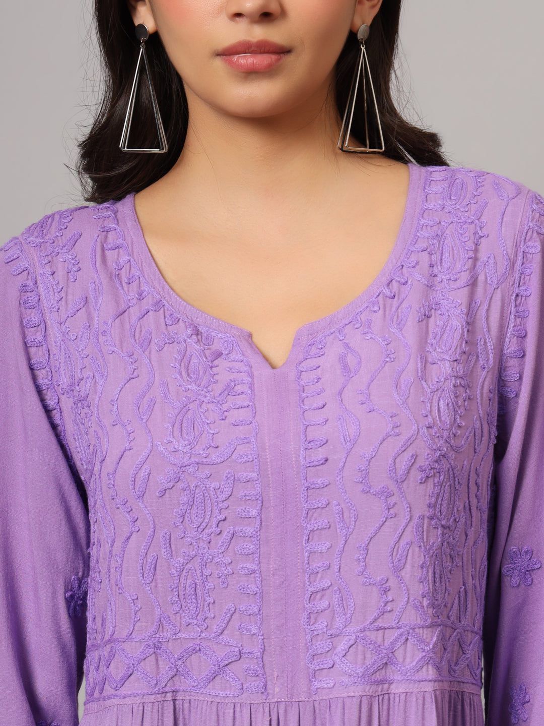 Hand Embroidered Lucknowi Chikankari Rayon Jalabiya-AL3935