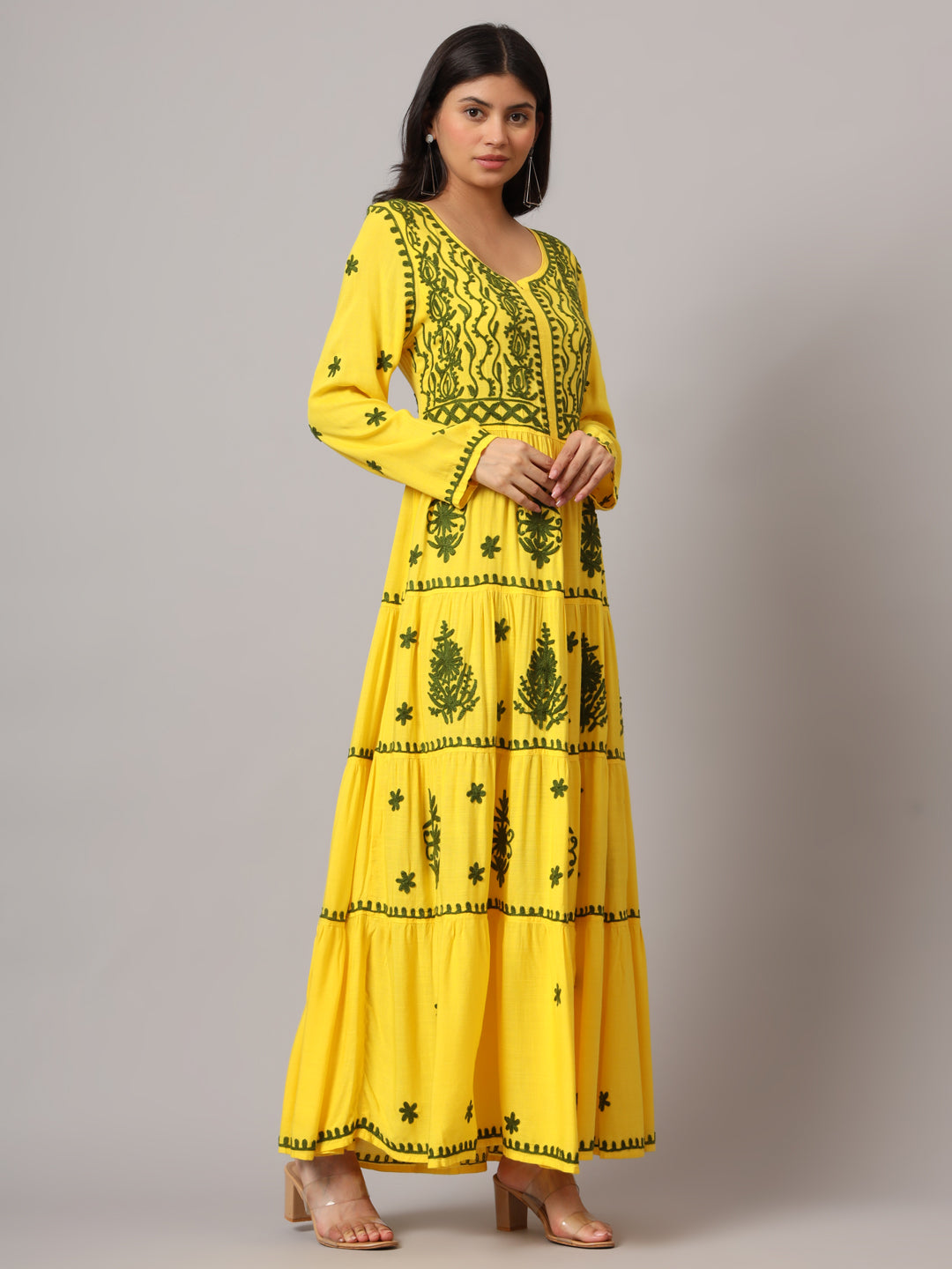 Hand Embroidered Lucknowi Chikankari Rayon Jalabiya-AL3935