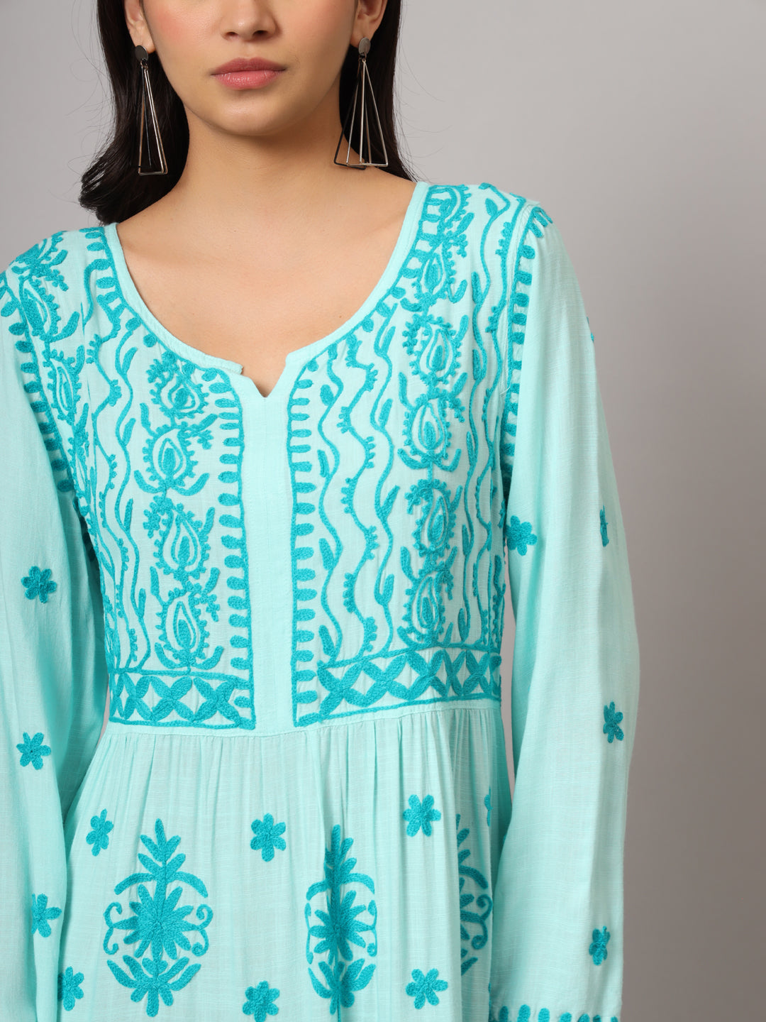 Hand Embroidered Lucknowi Chikankari Rayon Jalabiya-AL3935