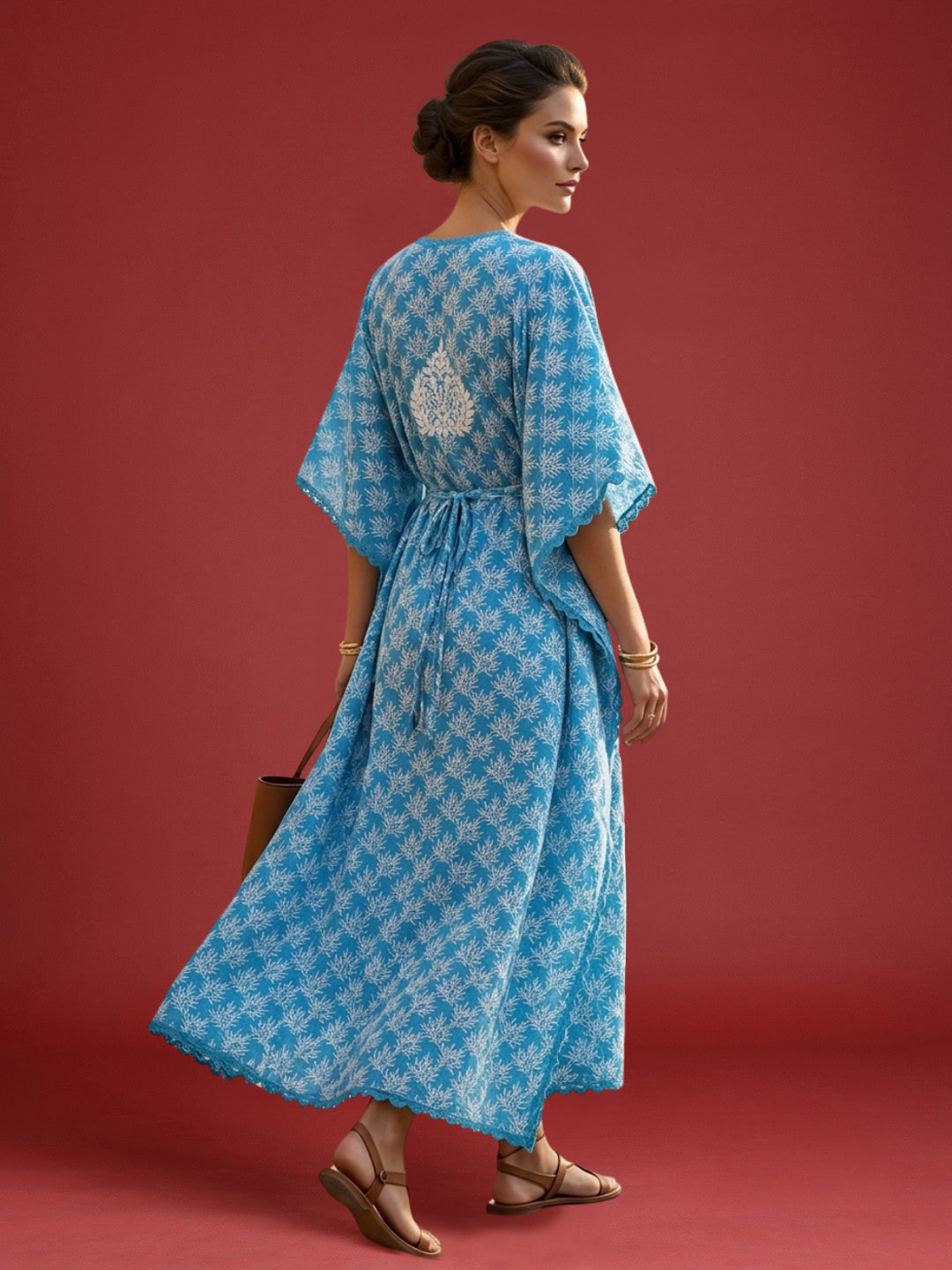 Women Embroidered Cotton Kaftan-AL3700A