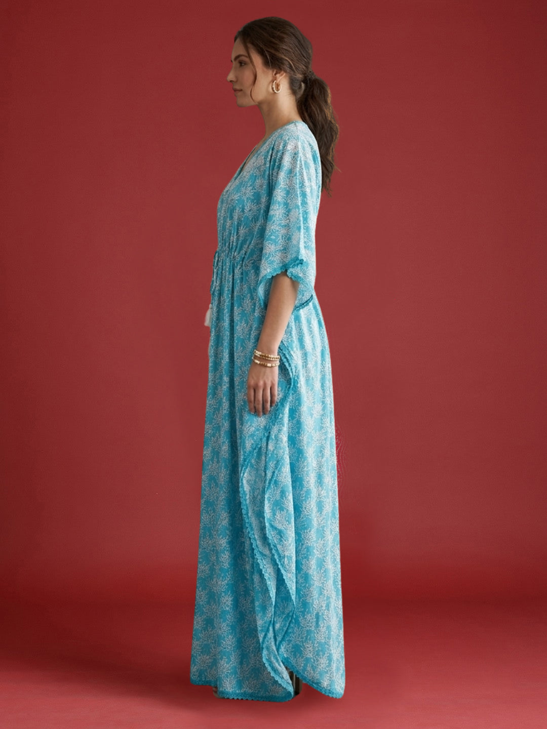 Women Embroidered Cotton Kaftan-AL3700A