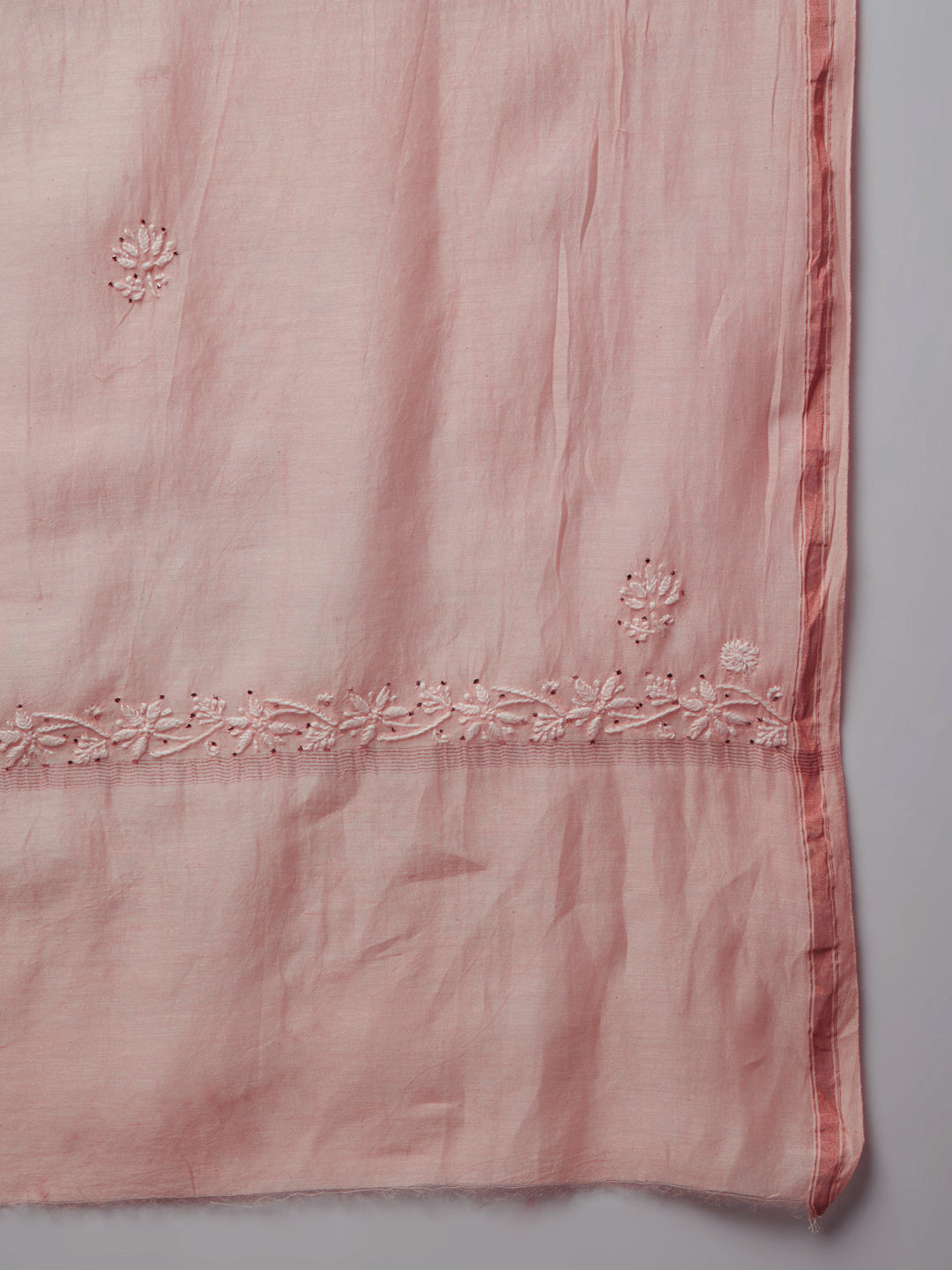 Hand embroidered Chikankari Chanderi Cotton Kurta Set and Dupatta with Mukaish AL3665KS