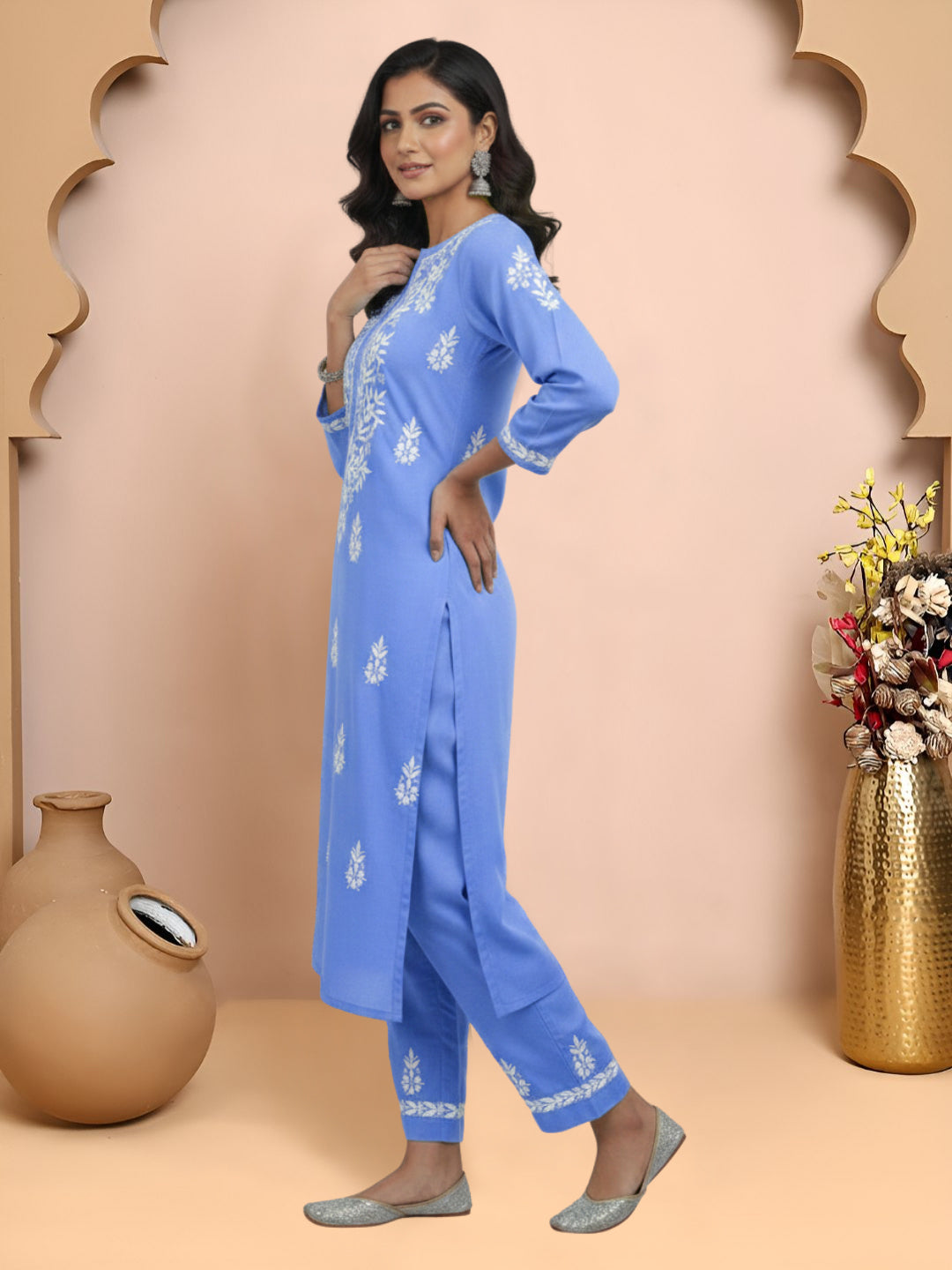 Women Hand Embroidered Chikankari Cotton Kurta Set-AL4107KS New