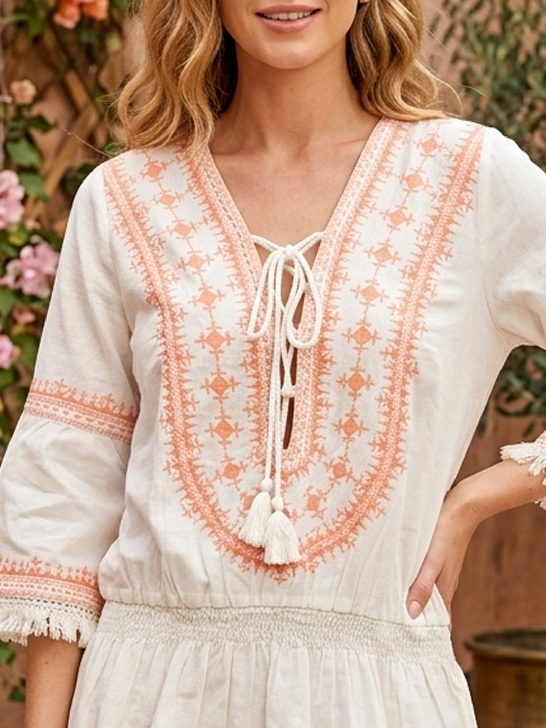 Women Embroidered Cotton Rayon Midi Dress -AL3719