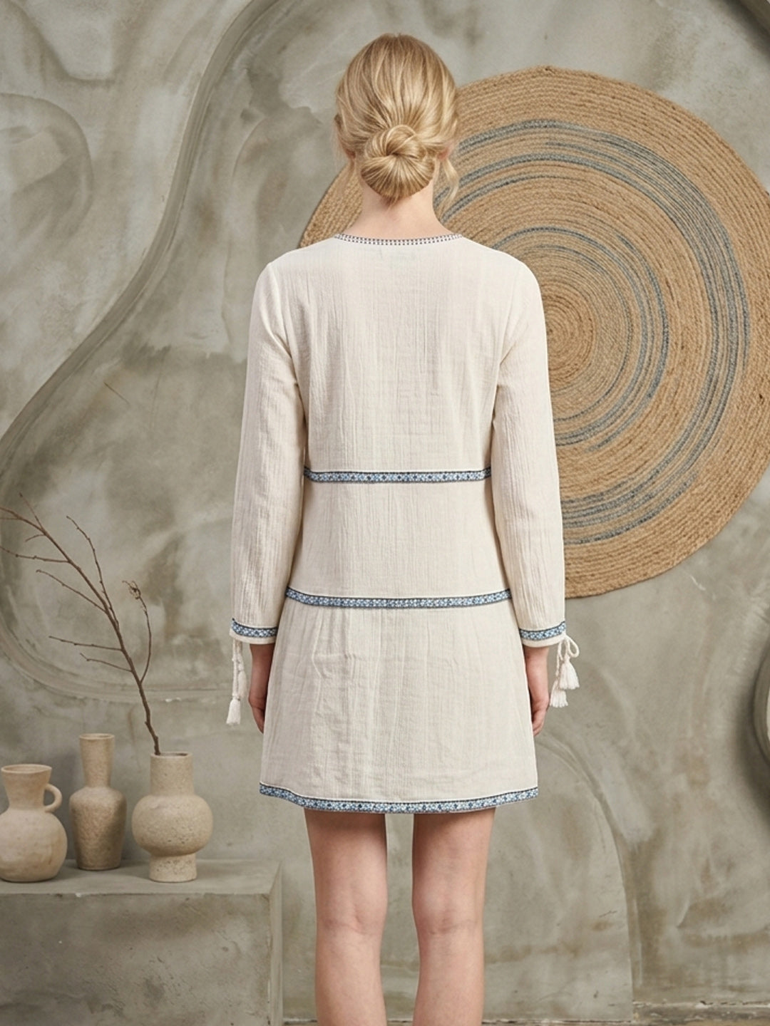 Women Embroidered Crepe Cotton Midi Dress -AL3715