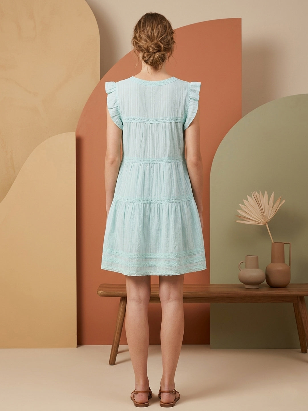 Women Cotton Frock Top -AL3711 Skyblue