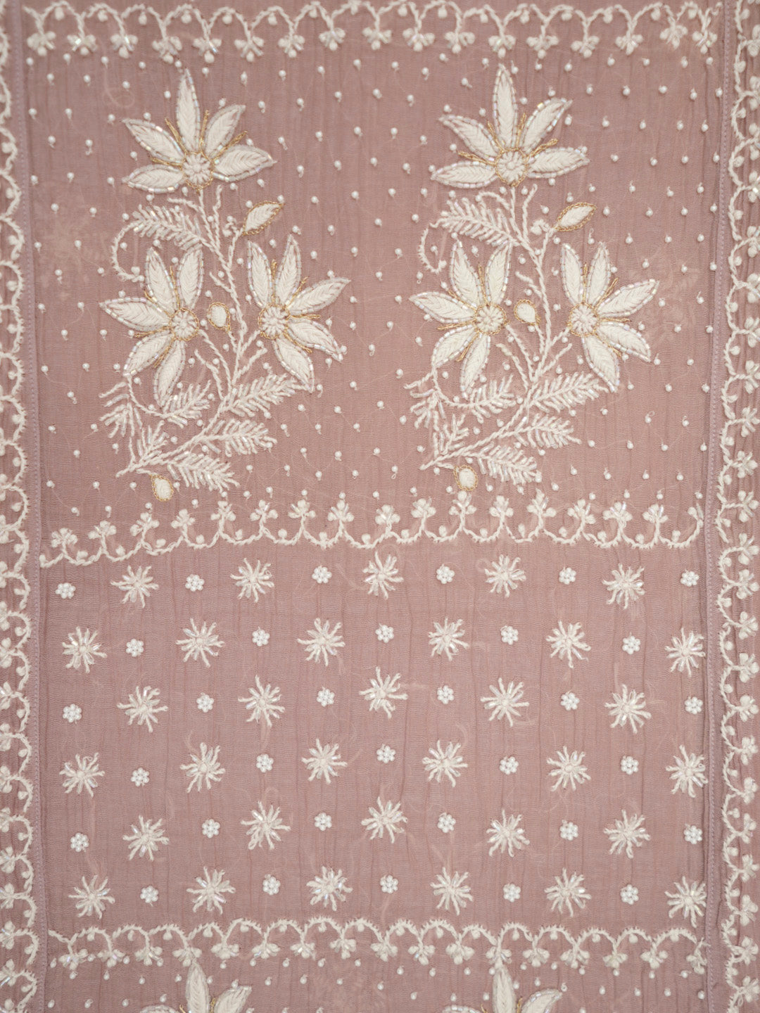 Women Hand Embroidered Premium Chikankari Mul Chanderi Unstitched Kurta Dupatta Bottom Set-ALSCA85201FS Rust