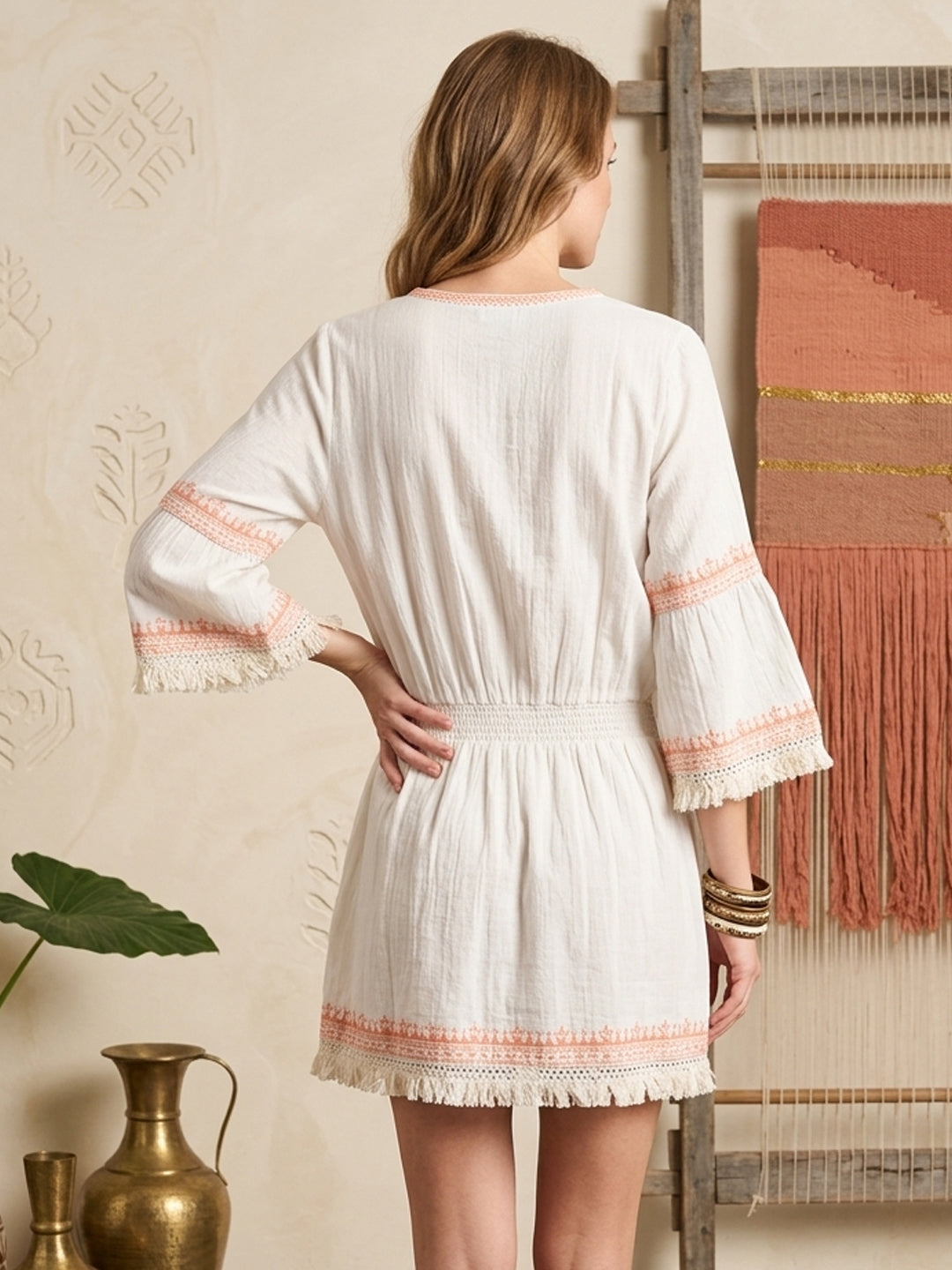 Women Embroidered Cotton Rayon Midi Dress -AL3719