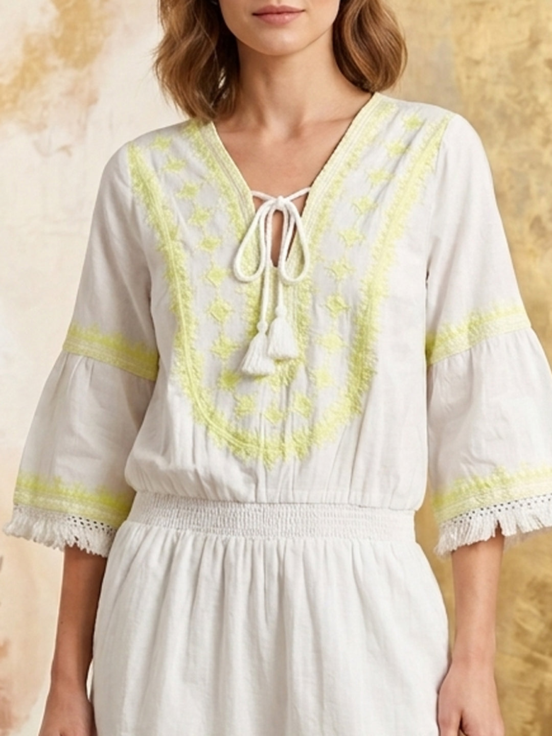 Women Embroidered Cotton Rayon Midi Dress -AL3719