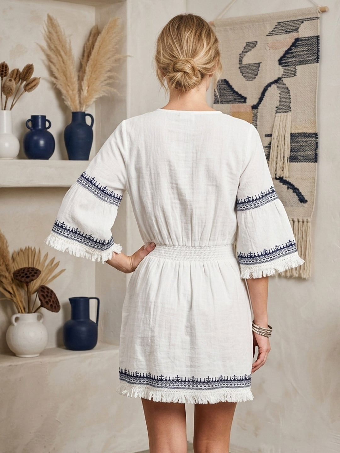 Women Embroidered Cotton Rayon Midi Dress -AL3719