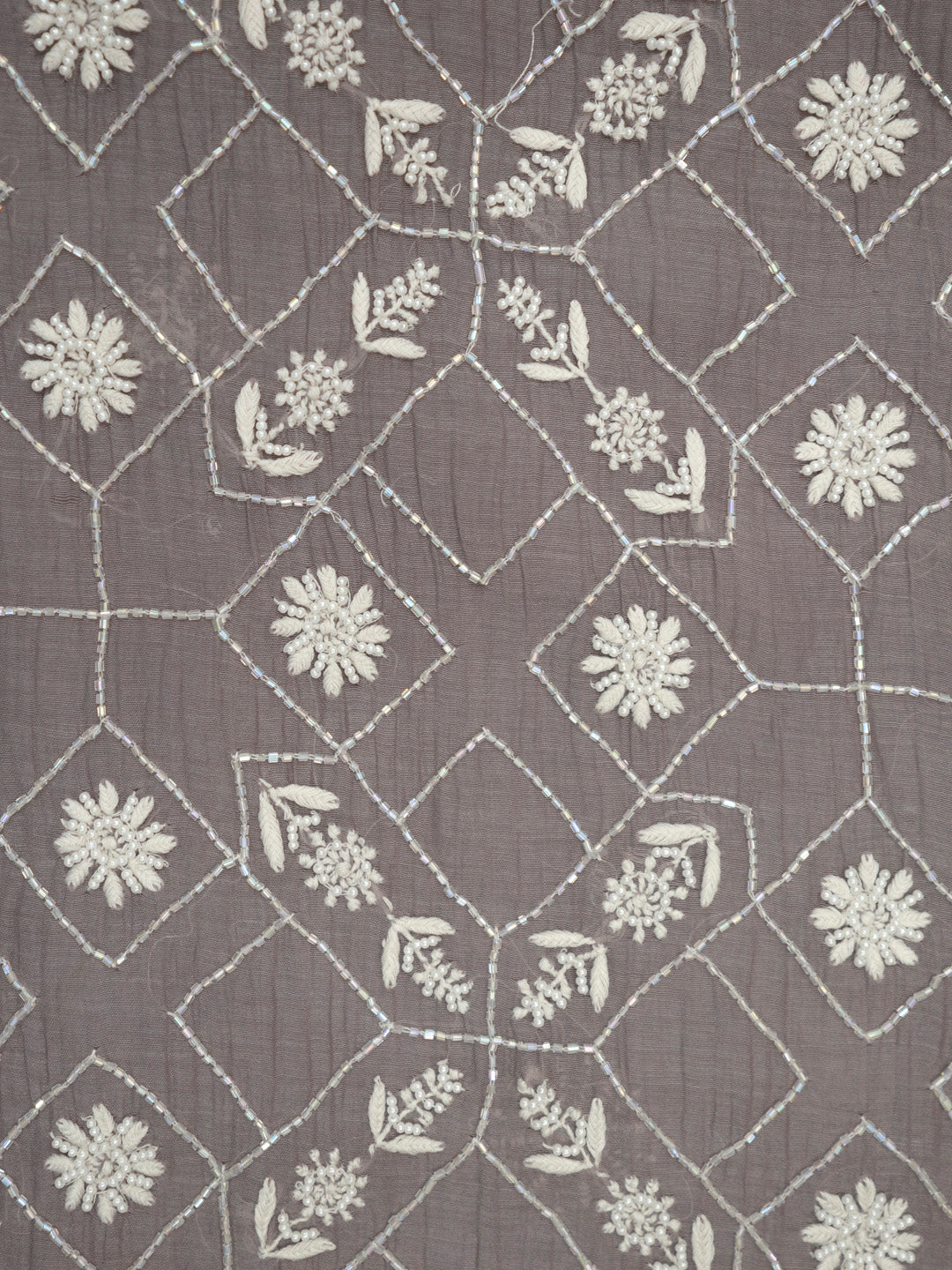 Women Hand Embroidered Premium Chikankari Mul Chanderi Unstitched Kurta Dupatta Bottom Set-ALSCA85201FS Grey