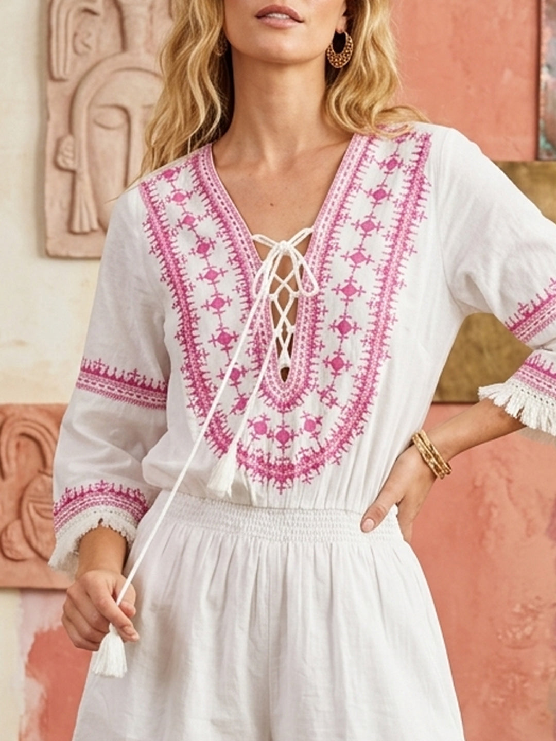 Women Embroidered Cotton Rayon Midi Dress -AL3719