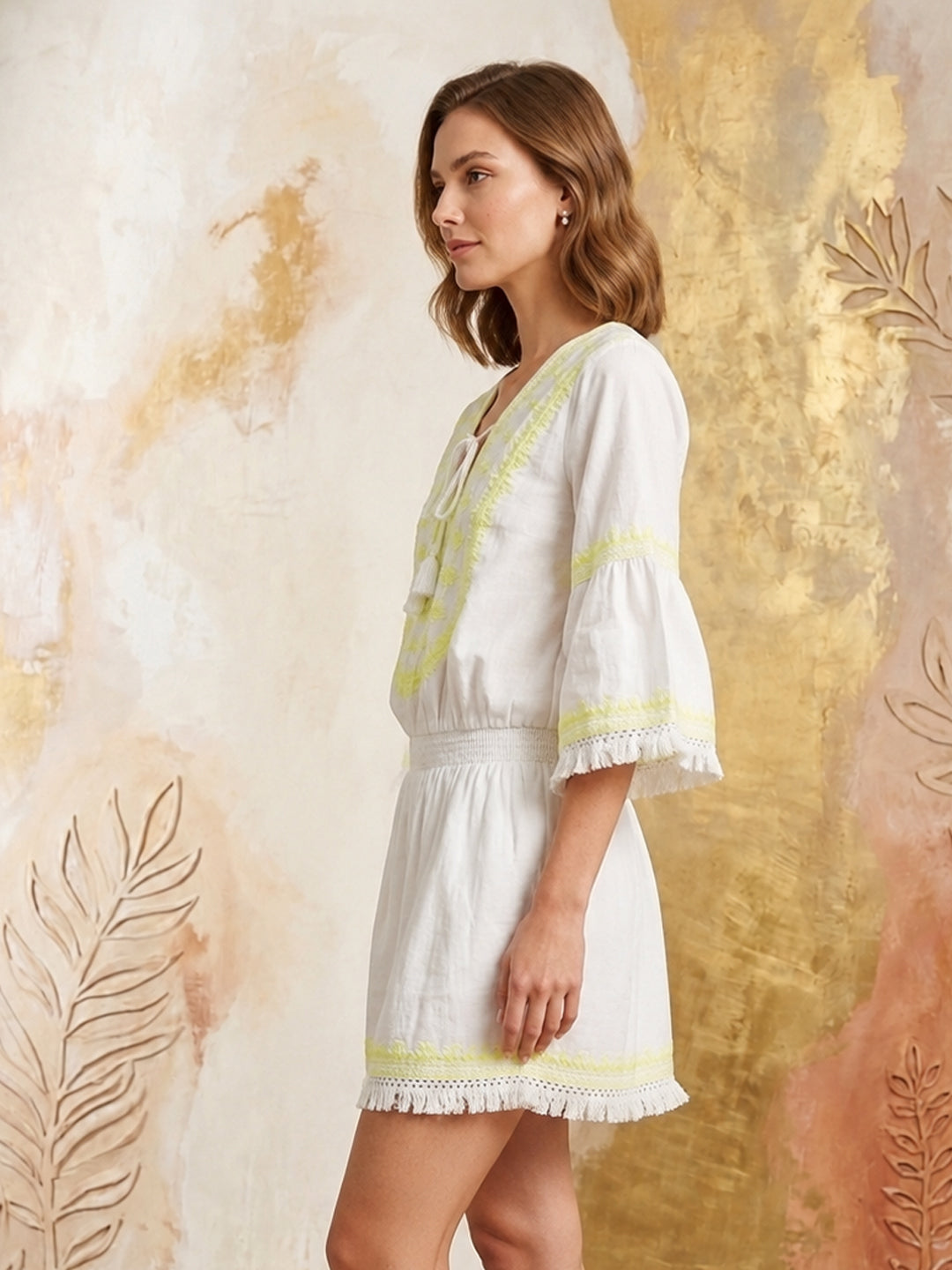 Women Embroidered Cotton Rayon Midi Dress -AL3719
