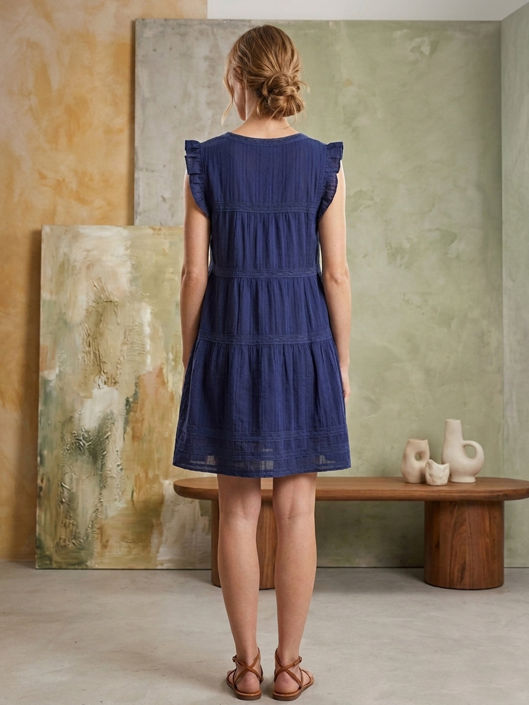 Women Cotton Frock Top -AL3711 Navy