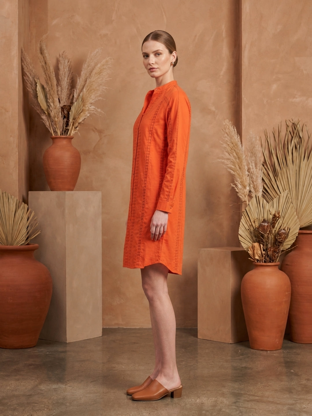 Women With Belt Cotton Midi Dress -AL3741