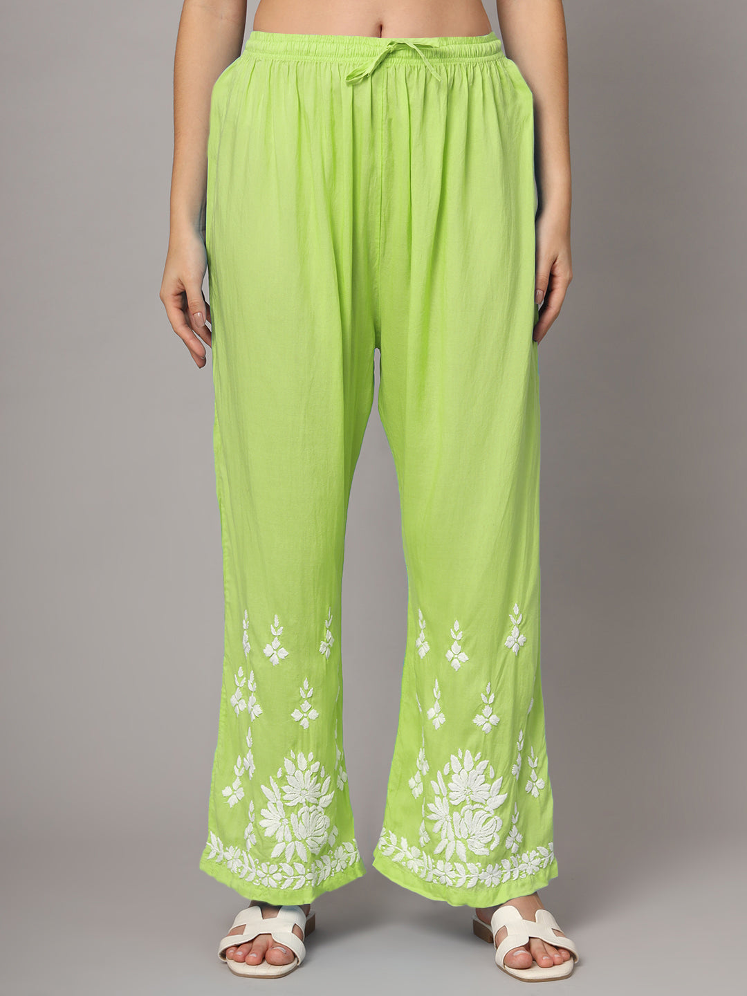 Women Hand Embroidered Chikankari Modal Kurta set-AL4049KS Green
