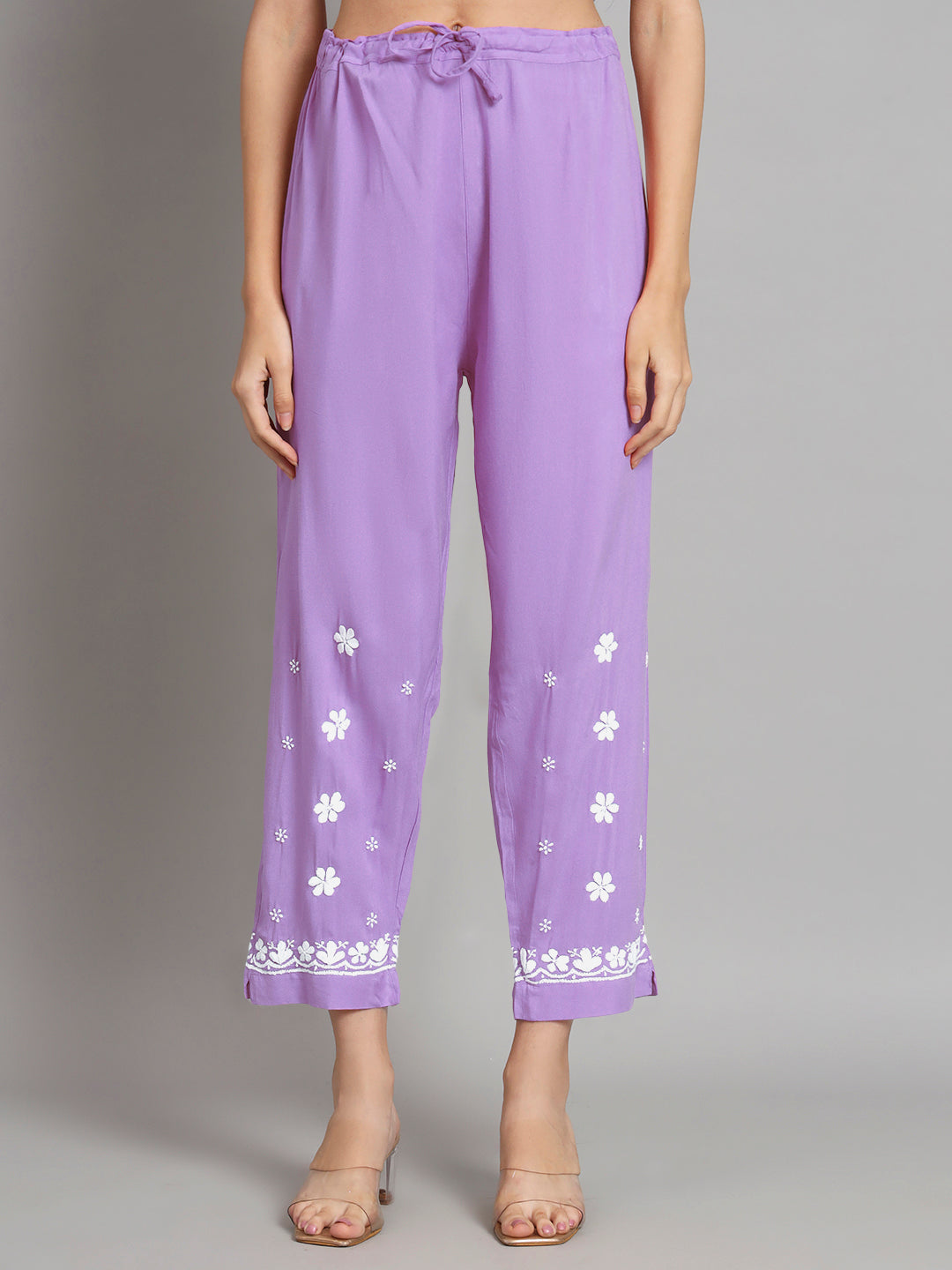 Women Hand Embroidered Chikankari Rayon Kurta set-AL3451KS Mauve