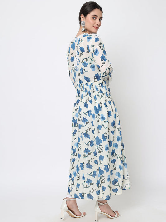 Women Hand Embroidered Chikankari Cotton Kurta-AL3580 Navy