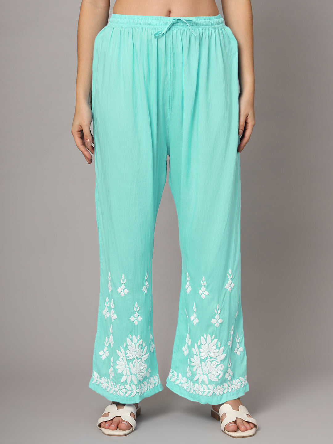 Women Hand Embroidered Chikankari Modal Kurta set-AL4049KS Seagreen