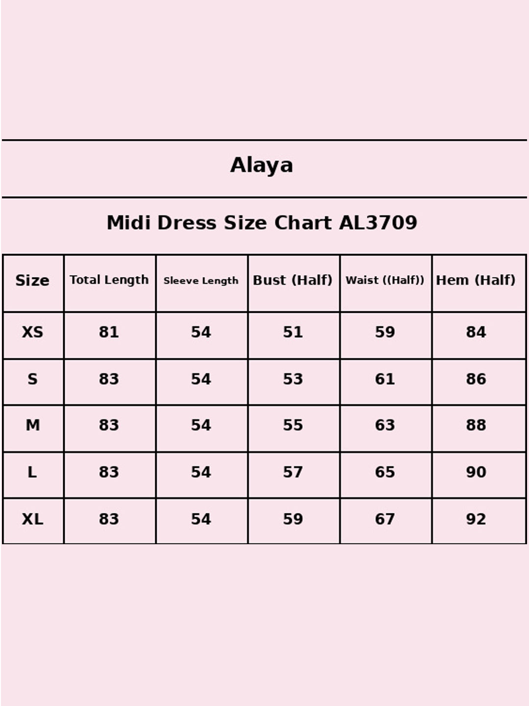 Size Chart - AL3709-PINK